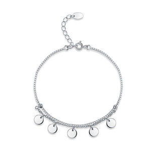 Solid 925 Sterling Silver Bracelet Dangle Circle MXFB8021