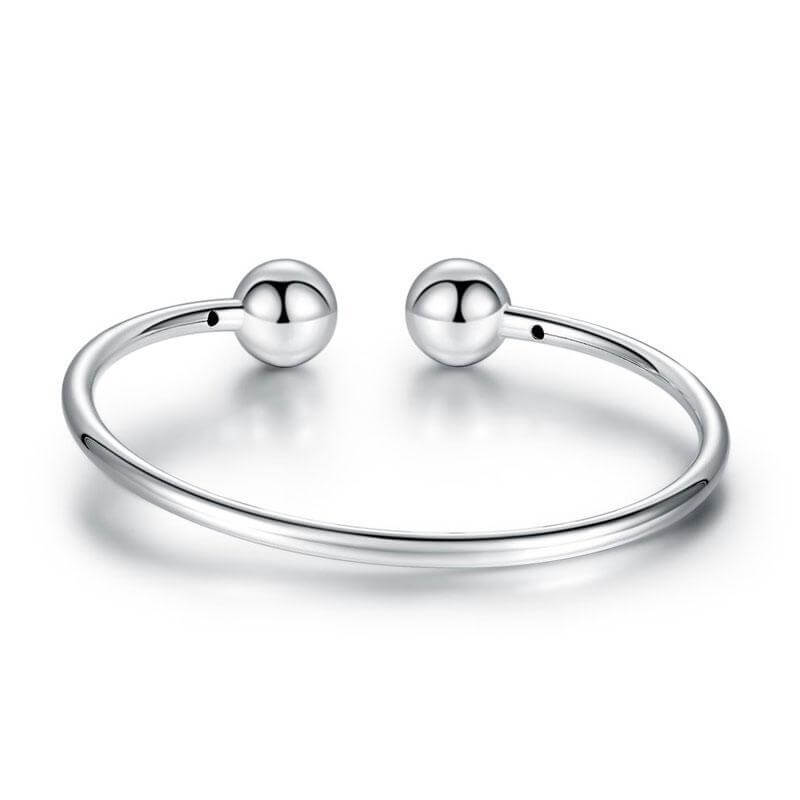 Solid 925 Sterling Silver Ball Cuff Bangle Birthday Gift Classic BG33