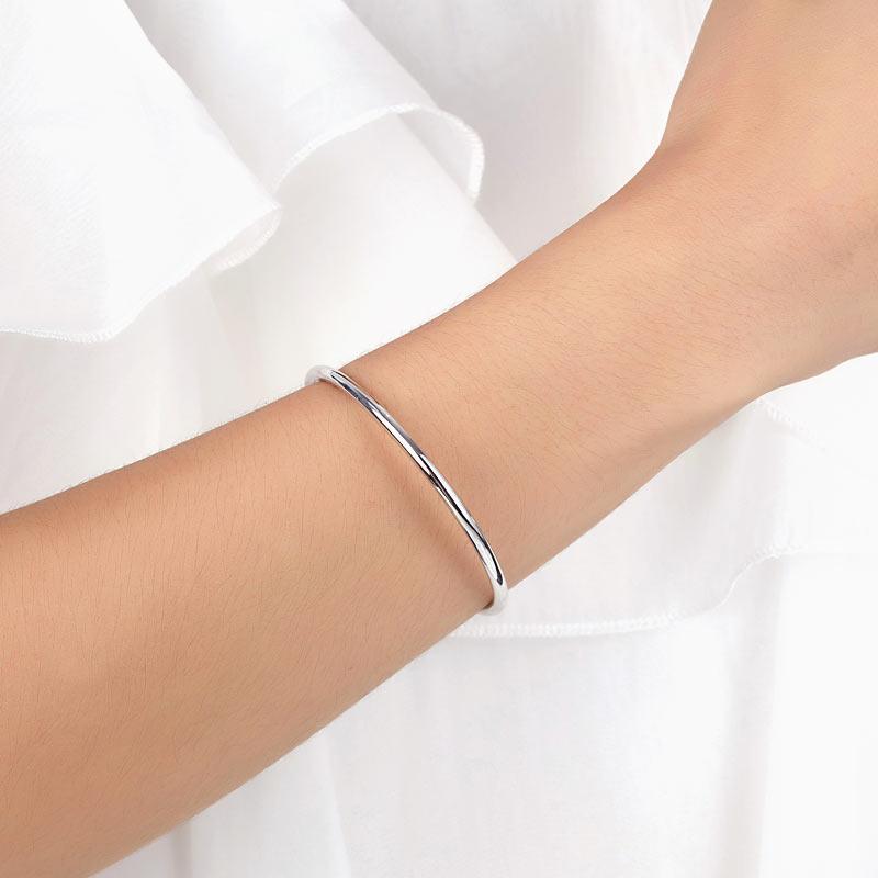 Solid 925 Sterling Silver Ball Cuff Bangle Birthday Gift Classic BG33
