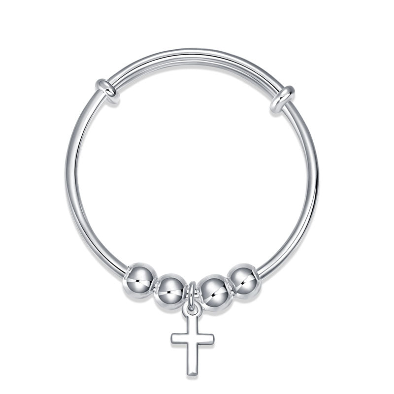 Newborn Baby 925 Sterling Silver Cross Baby Childrens Bangle MXFB8150