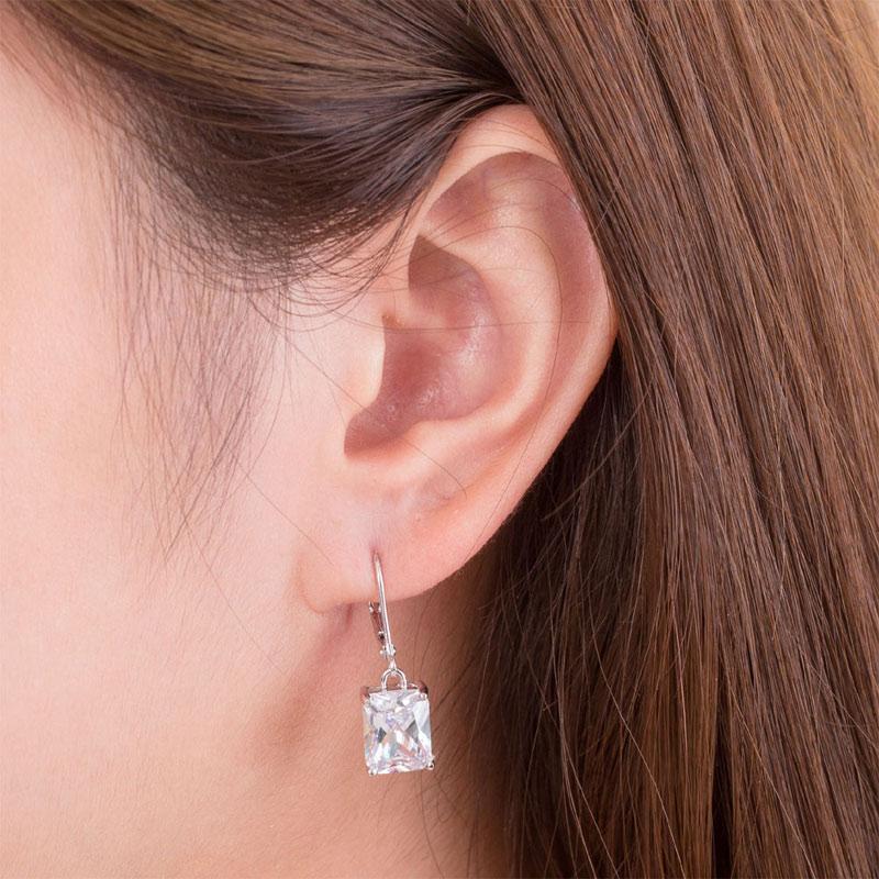4 Carat Emerald Cut Created Zirconia 925 Sterling Silver Dangle Earrings MXFE8013