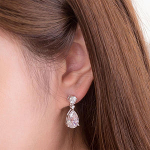 3 Carat Pear Cut Created Zirconia 925 Sterling Silver Dangle Earrings MXFE8031