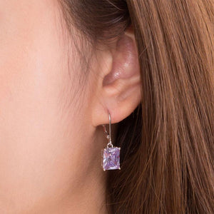 4 Carat Purple Created Sapphire 925 Sterling Silver Dangle Earrings MXFE8037