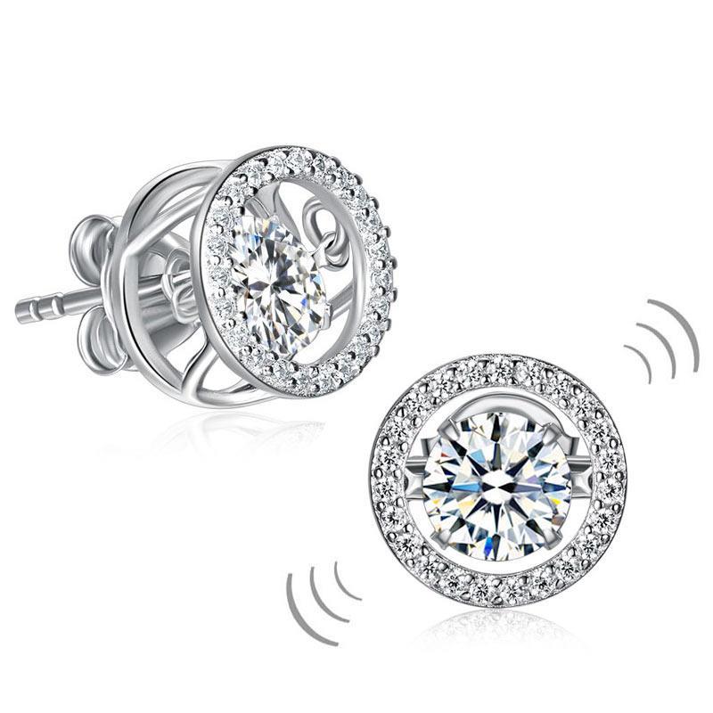 Dancing Stone Stud Earrings 925 Sterling Silver MXFE8129