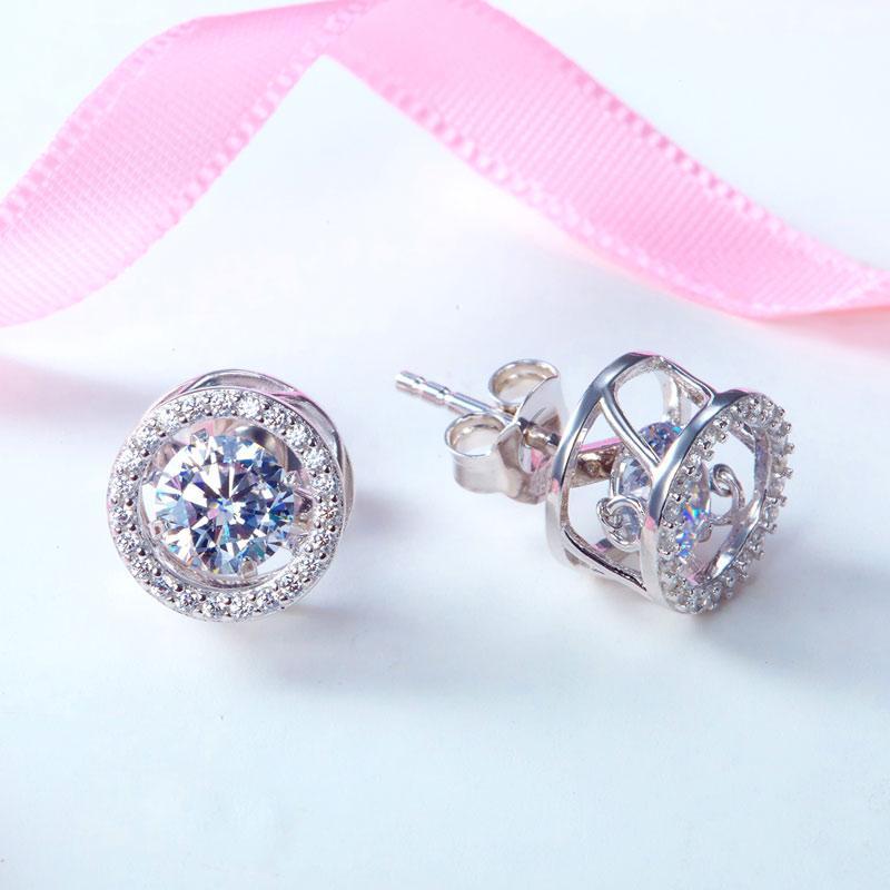 Dancing Stone Stud Earrings 925 Sterling Silver MXFE8129