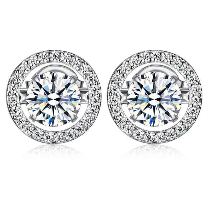 Dancing Stone Stud Earrings 925 Sterling Silver MXFE8129