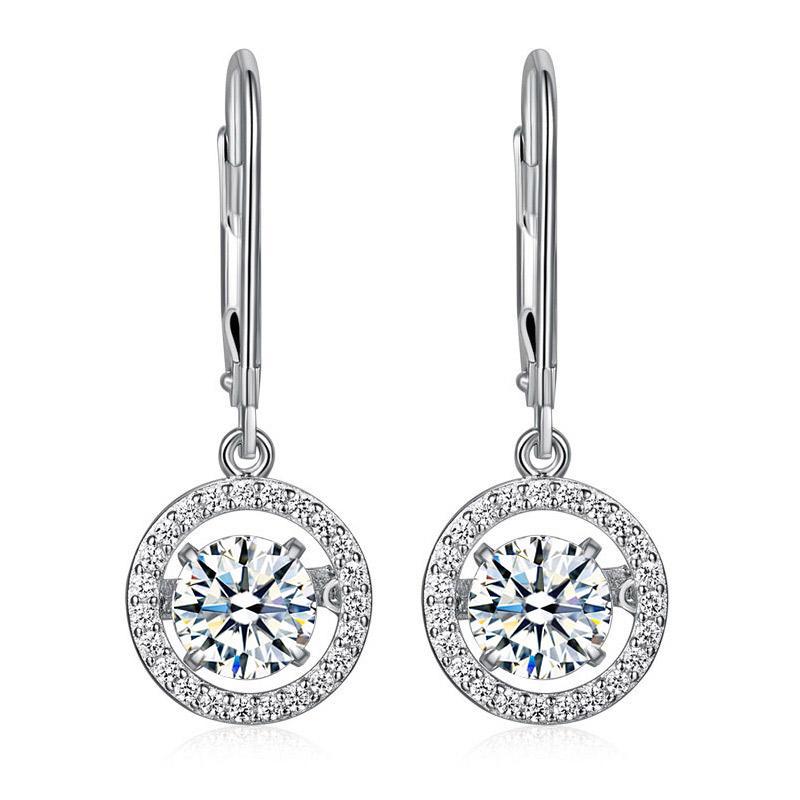 Dancing Stone Dangle Drop Earrings 925 Sterling Silver MXFE8130