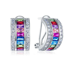 Muti-Color Stones 925 Sterling Silver Earrings Jewelry MXFE8131