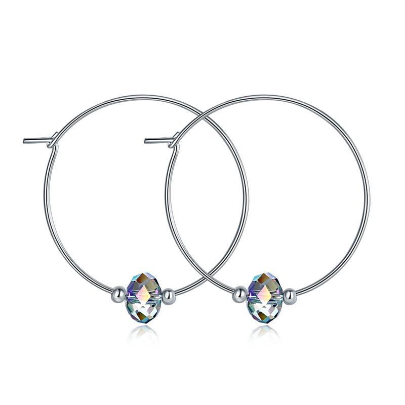 Austrian Crystal 925 Sterling Silver Hoop Earrings MXFE8136