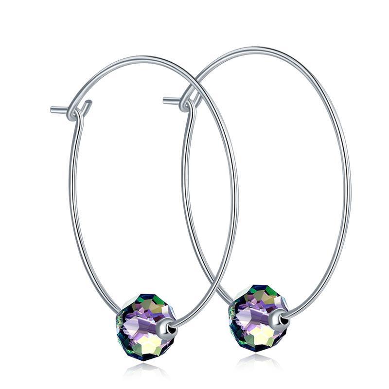 Austrian Crystal 925 Sterling Silver Hoop Earrings MXFE8136