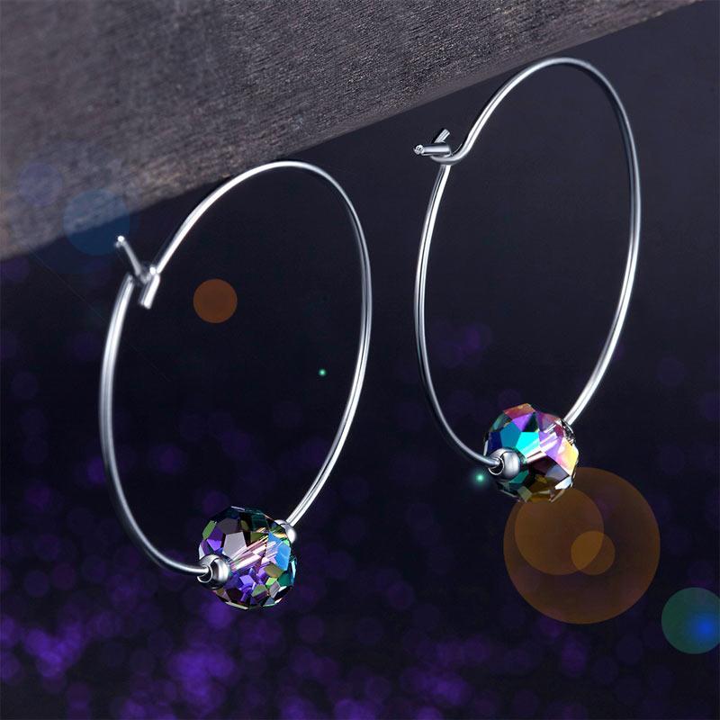 Austrian Crystal 925 Sterling Silver Hoop Earrings MXFE8136