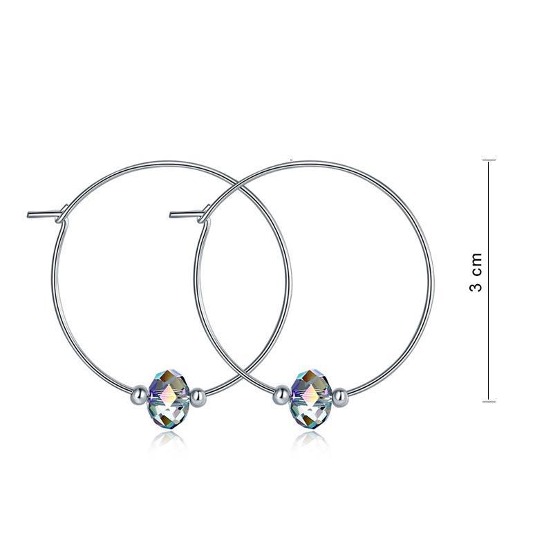 Austrian Crystal 925 Sterling Silver Hoop Earrings MXFE8136