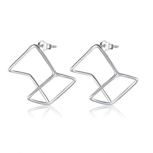 Cube Stud 925 Sterling Silver Earrings Fashion Stylish Jewelry MXFE8138