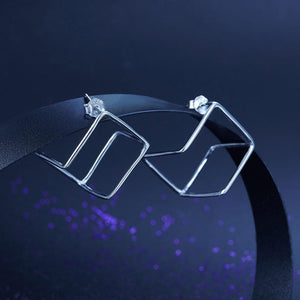 Cube Stud 925 Sterling Silver Earrings Fashion Stylish Jewelry MXFE8138