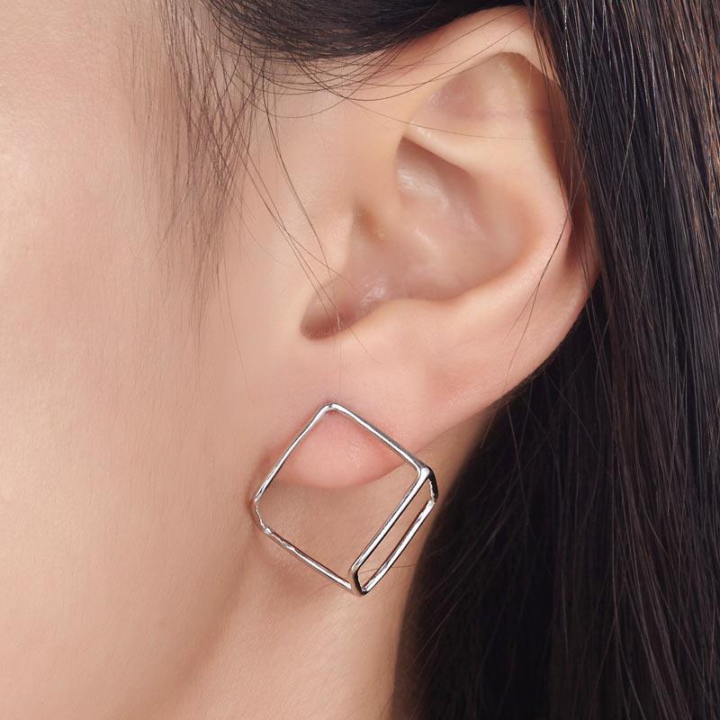 Cube Stud 925 Sterling Silver Earrings Fashion Stylish Jewelry MXFE8138