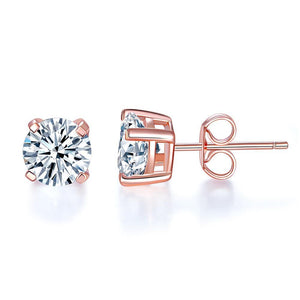 1 Carat Created Zirconia Stud Earrings 925 Sterling Silver Rose Gold Plated  MXFE8151