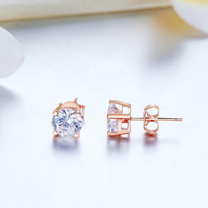 1 Carat Created Zirconia Stud Earrings 925 Sterling Silver Rose Gold Plated  MXFE8151