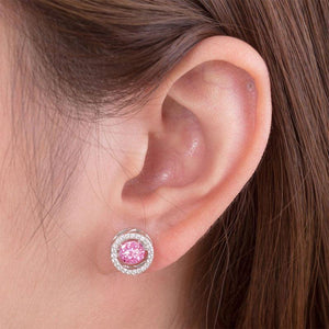 Dancing Pink Stone Stud Earrings 925 Sterling Silver MXFE8170