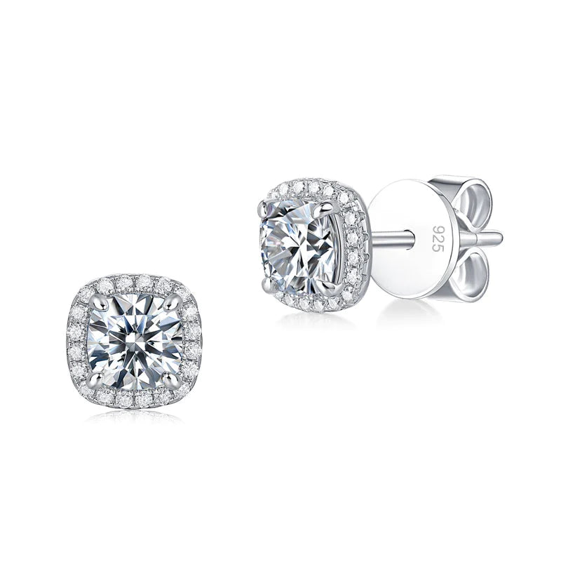 Cushion Cut 0.6 Carat Moissanite Diamond Stud Earrings 925 Sterling Silver XMFE8204