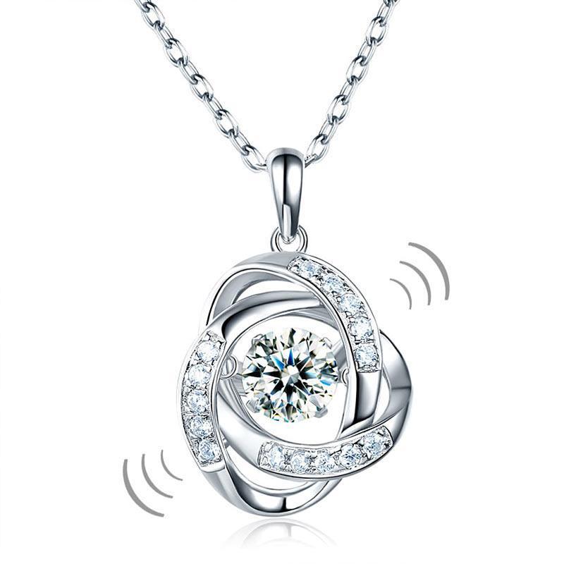 Dancing Stone Pendant Necklace Solid 925 Sterling Silver MXFN8046