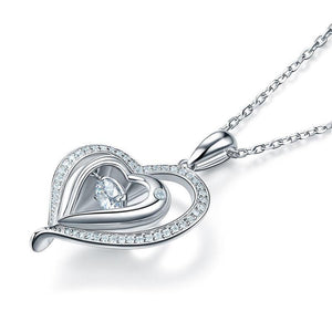 Dancing Stone Heart Pendant Necklace 925 Sterling Silver MXFN8047