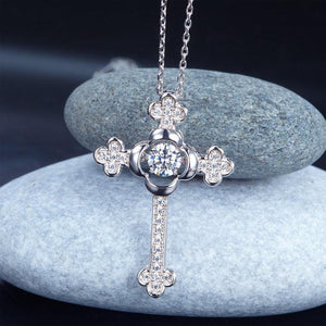 Dancing Stone Cross Pendant Necklace 925 Sterling Silver Vintage Style Gothic MXFN8048