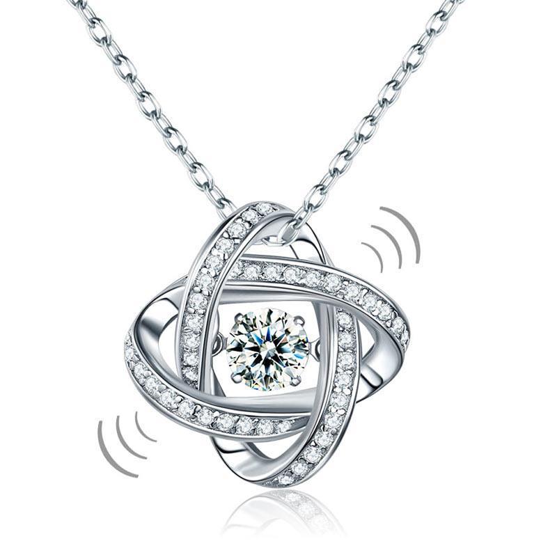 Dancing Stone Geometric Shape Pendant Necklace 925 Sterling Silver MXFN8050