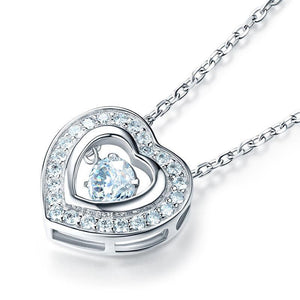 Dancing Stone Heart Pendant Necklace 925 Sterling Silver MXFN8051