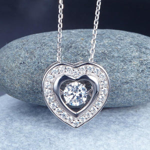 Dancing Stone Heart Pendant Necklace 925 Sterling Silver MXFN8051