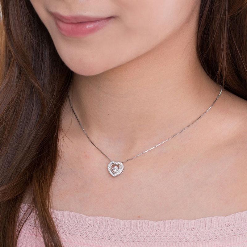Dancing Stone Heart Pendant Necklace 925 Sterling Silver MXFN8051