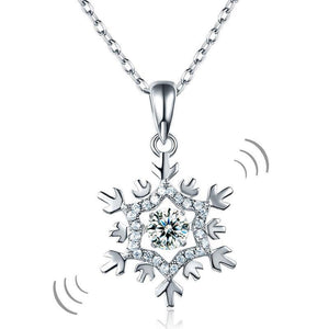 Dancing Stone Snowflake Pendant Necklace 925 Sterling Silver MXFN8055