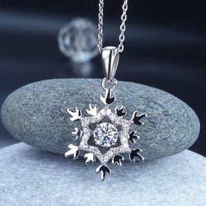 Dancing Stone Snowflake Pendant Necklace 925 Sterling Silver MXFN8055