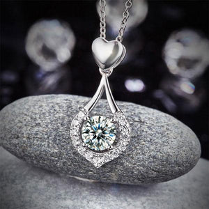 Heart Tear Drop Pendant Necklace 925 Sterling Silver Jewelry Created Zirconia MXFN8059