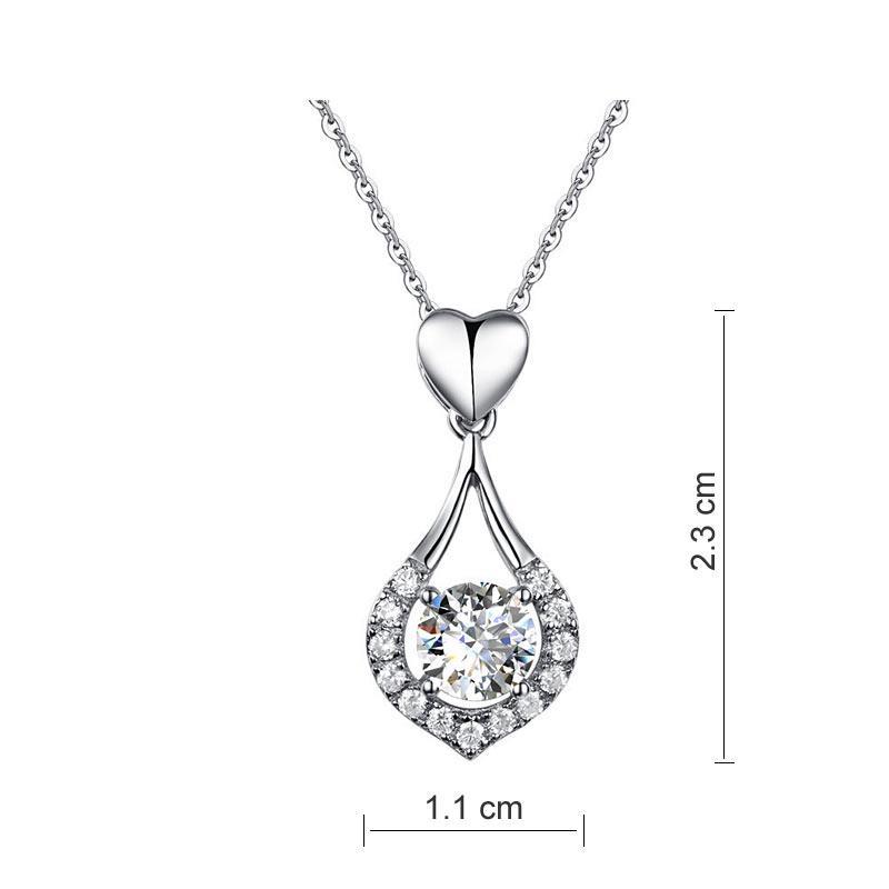 Heart Tear Drop Pendant Necklace 925 Sterling Silver Jewelry Created Zirconia MXFN8059