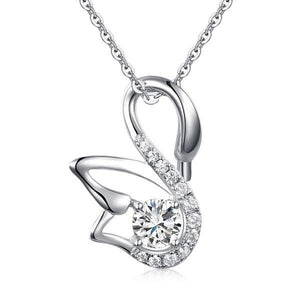Swan Pendant Necklace 925 Sterling Silver Jewelry Created Zirconia MXFN8061