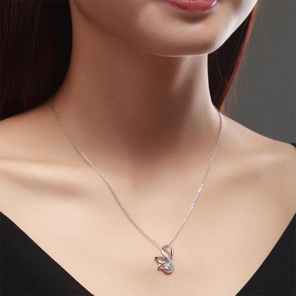 Swan Pendant Necklace 925 Sterling Silver Jewelry Created Zirconia MXFN8061