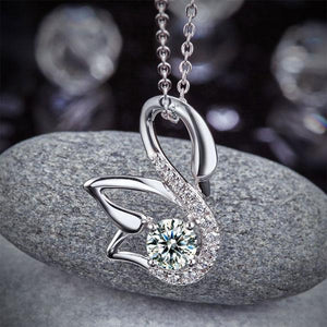 Swan Pendant Necklace 925 Sterling Silver Jewelry Created Zirconia MXFN8061