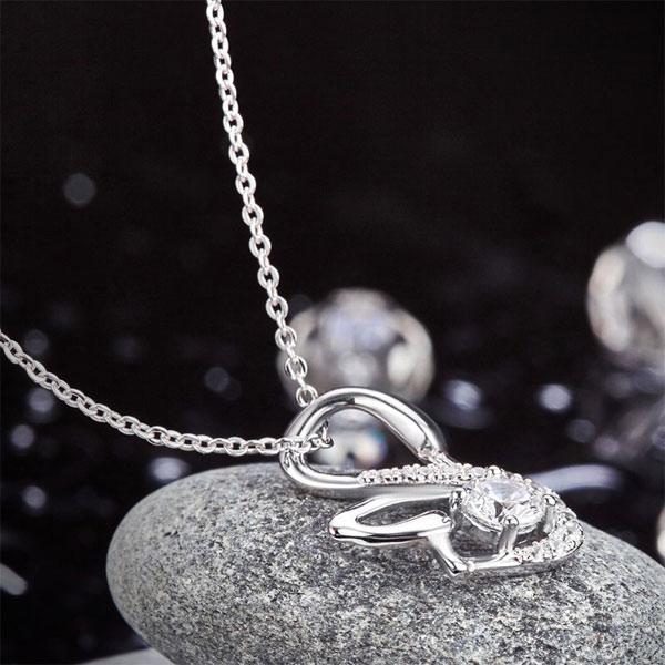 Swan Pendant Necklace 925 Sterling Silver Jewelry Created Zirconia MXFN8061