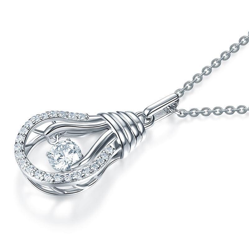 Dancing Stone Bulb Pendant Necklace 925 Sterling Silver MXFN8067