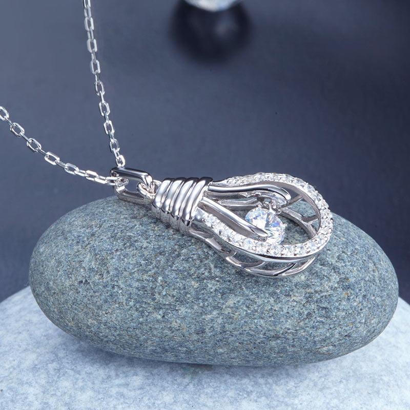 Dancing Stone Bulb Pendant Necklace 925 Sterling Silver MXFN8067