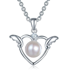 Kids Girl Angel Heart Pendant Necklace 925 Sterling Silver Children Jewelry MXFN8072