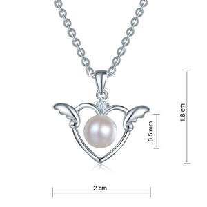 Kids Girl Angel Heart Pendant Necklace 925 Sterling Silver Children Jewelry MXFN8072