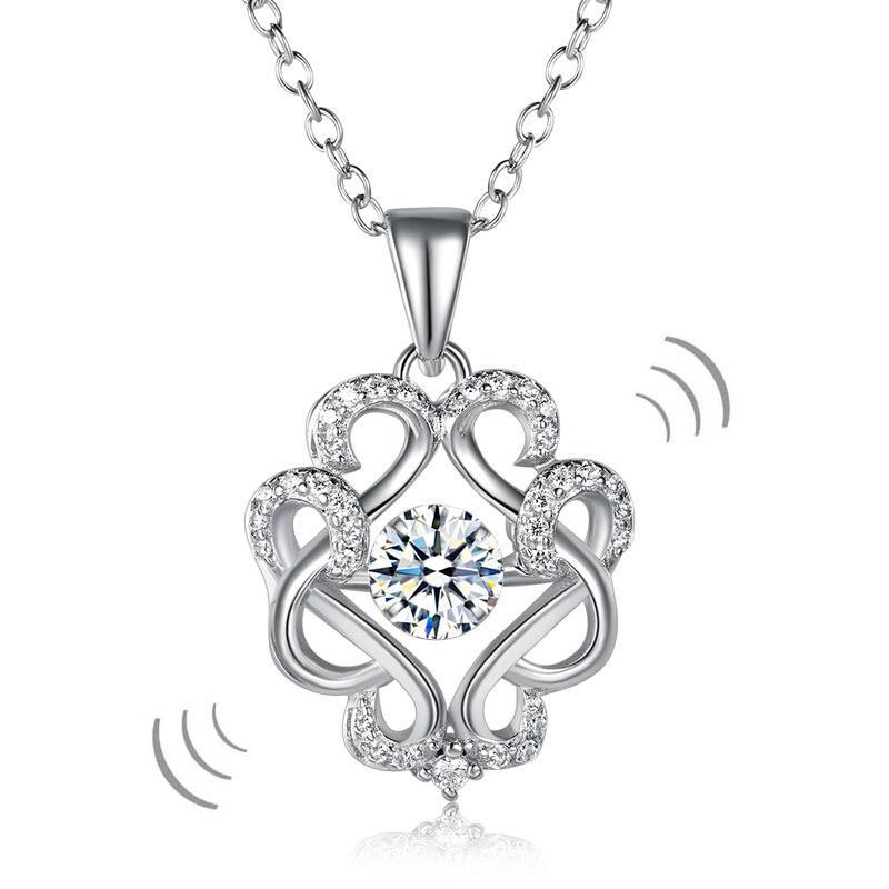 Vintage Style Dancing Stone Pendant Necklace 925 Sterling Silver MXFN8082