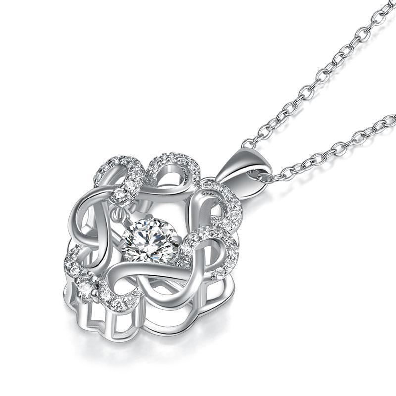 Vintage Style Dancing Stone Pendant Necklace 925 Sterling Silver MXFN8082