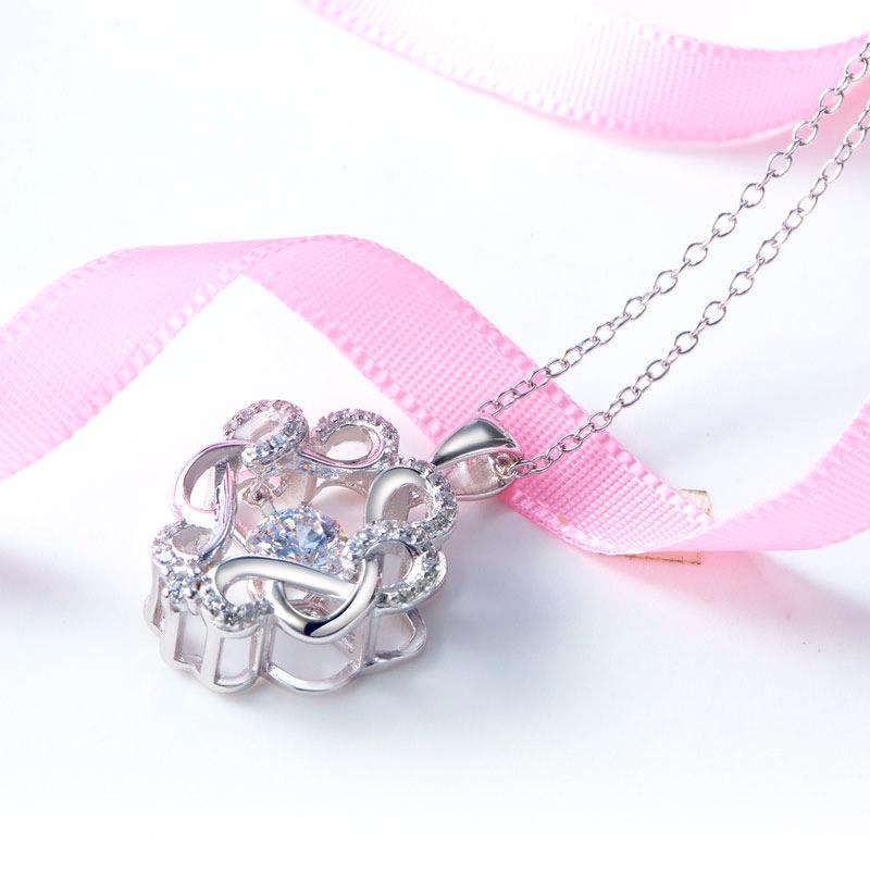 Vintage Style Dancing Stone Pendant Necklace 925 Sterling Silver MXFN8082