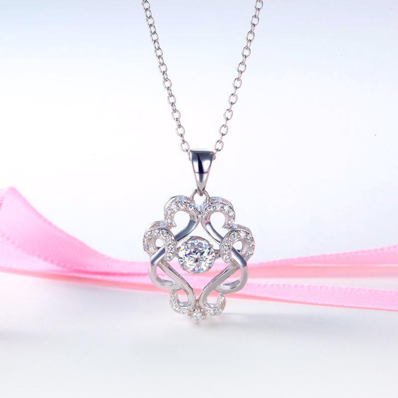 Vintage Style Dancing Stone Pendant Necklace 925 Sterling Silver MXFN8082