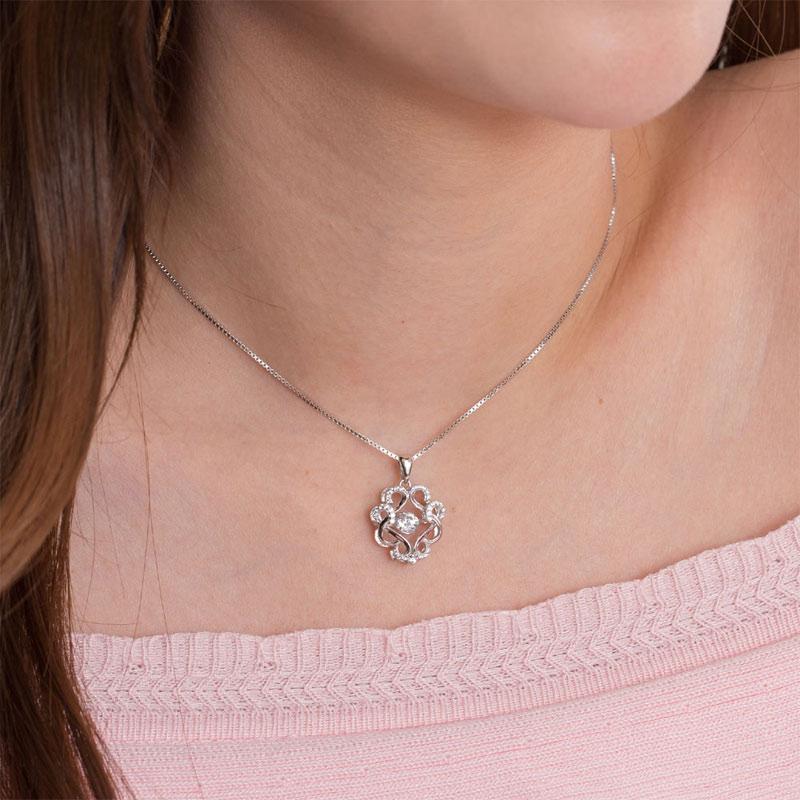 Vintage Style Dancing Stone Pendant Necklace 925 Sterling Silver MXFN8082