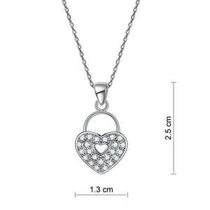 Love Heart Lock 925 Sterling Silver Pendant Necklace Lady Jewelry MXFN8084
