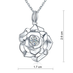 Rose Dancing Stone Pendant Necklace 925 Sterling Silver MXFN8087