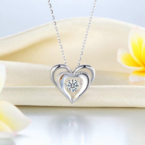 Heart Dancing Stone Pendant Necklace 925 Sterling Silver MXFN8088